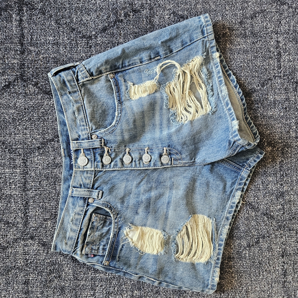 Vigoss Blue Distressed Jean Shorts
